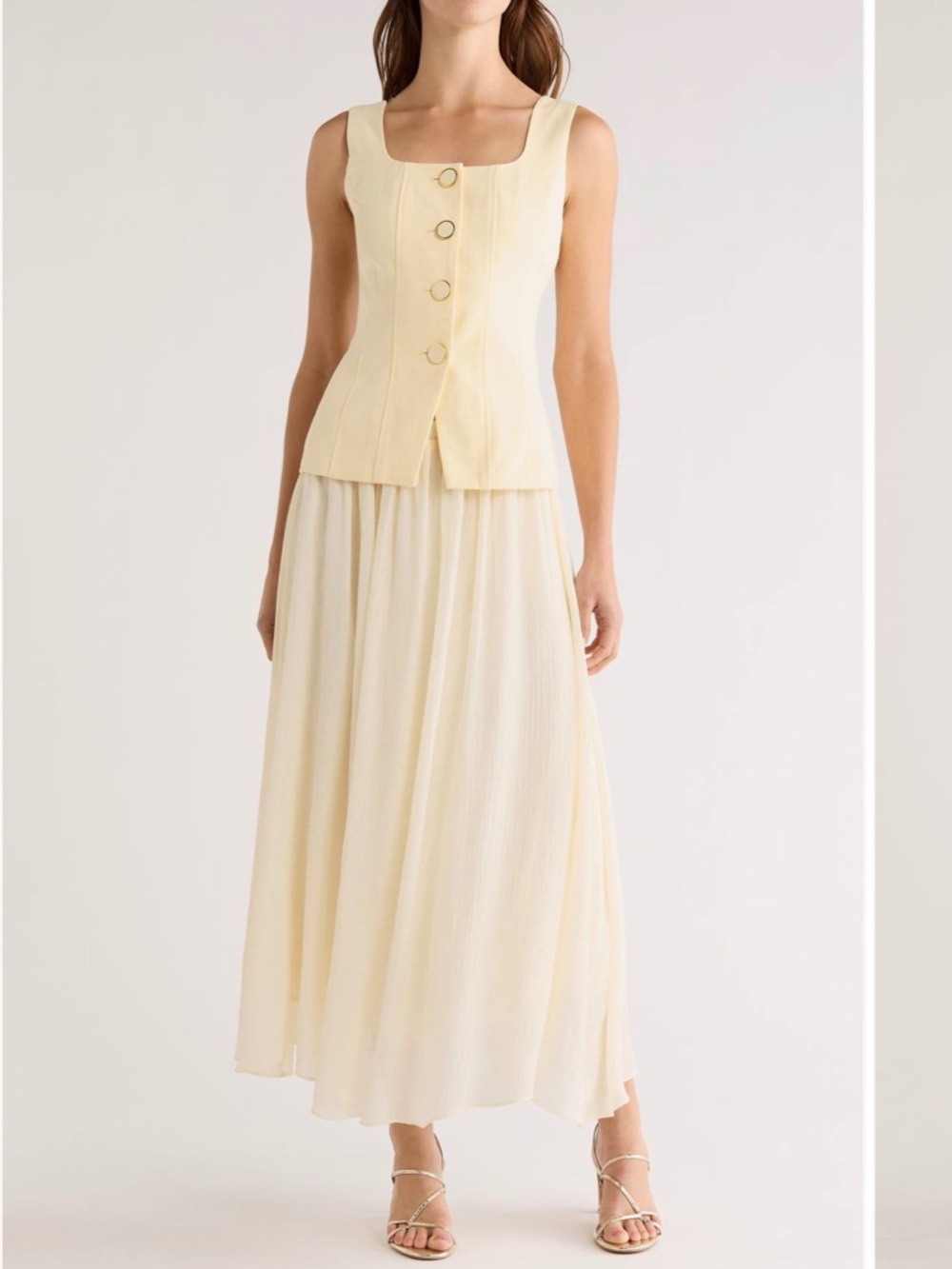 MOON RIVER Sleeveless Two Piece Yellow Dress L
